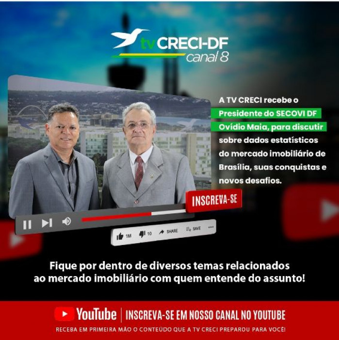 CRECI-DF Canal 8 Entrevista com presidente do SECOVI-DF Ovidio Maia