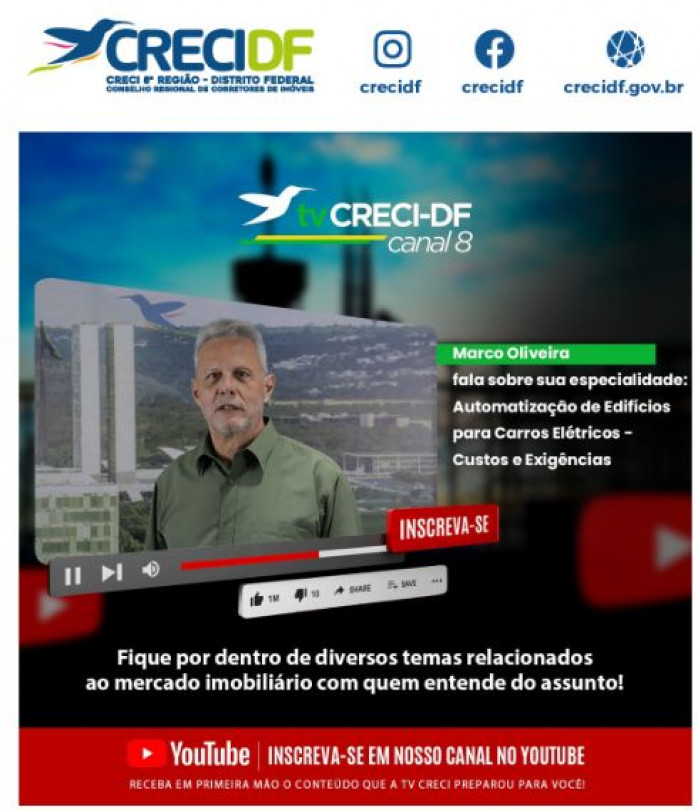 CRECI-DF Canal 8 Carros Elétricos: Como preparar e automatizar as Construções para recebê-los.