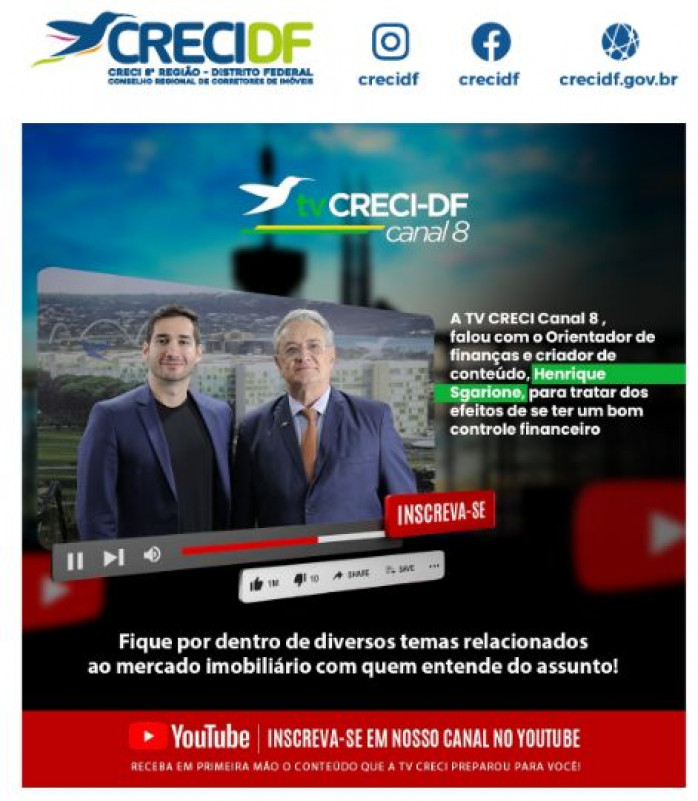 CRECI-DF Canal 8 Finanças Pessoais, segurança e tranquilidade para seu futuro
